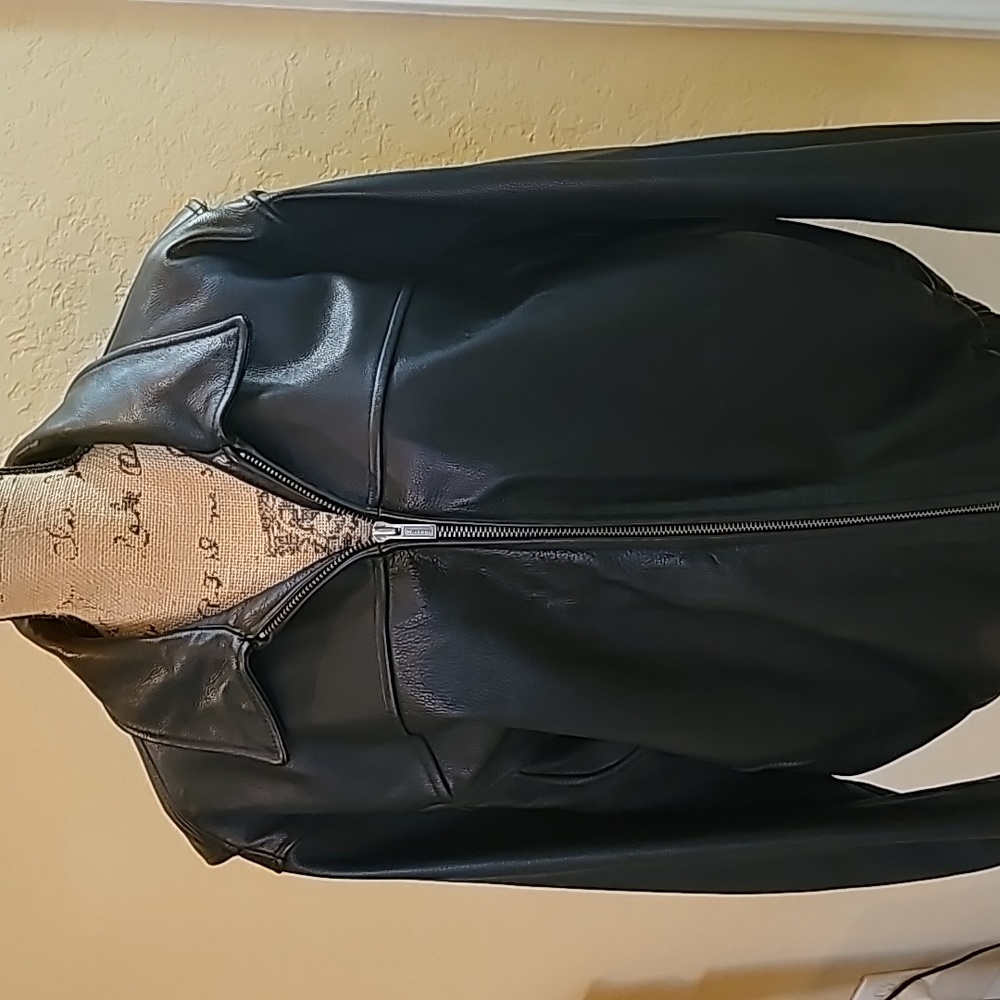 MEN'S Bomber Black Leather Jacket Wilson's